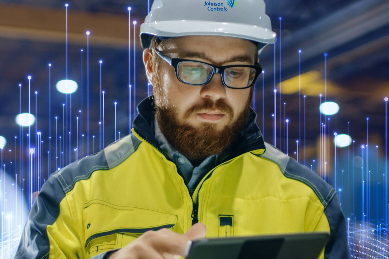 Man looking at tablet