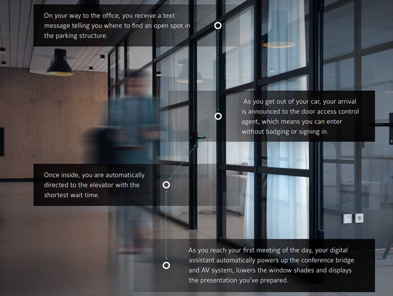 man walking past a glass pane at work