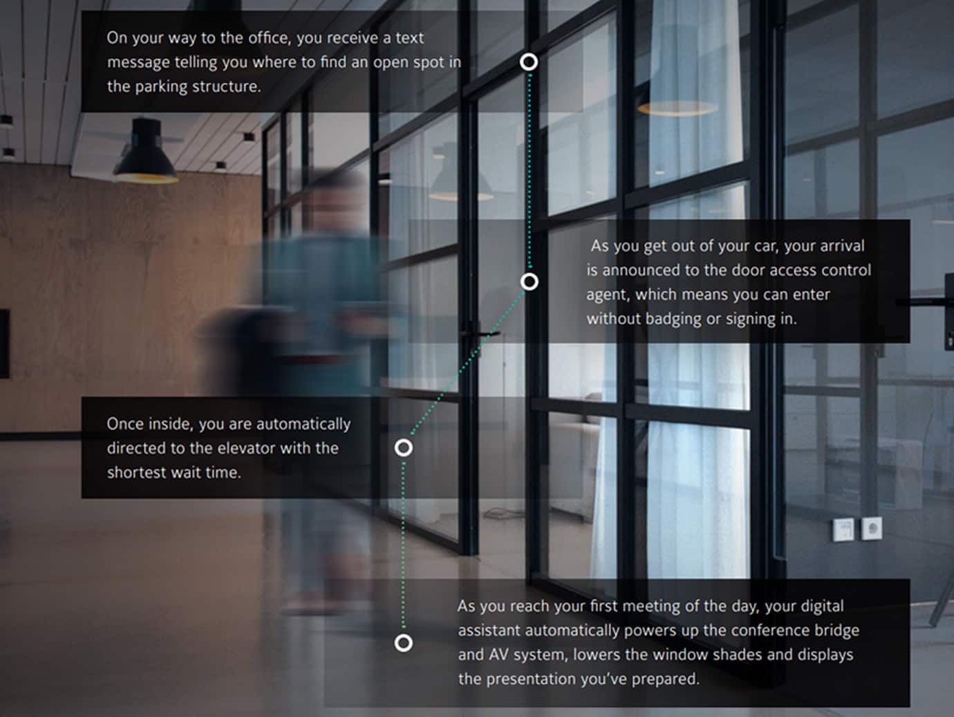 man walking past a glass pane at work