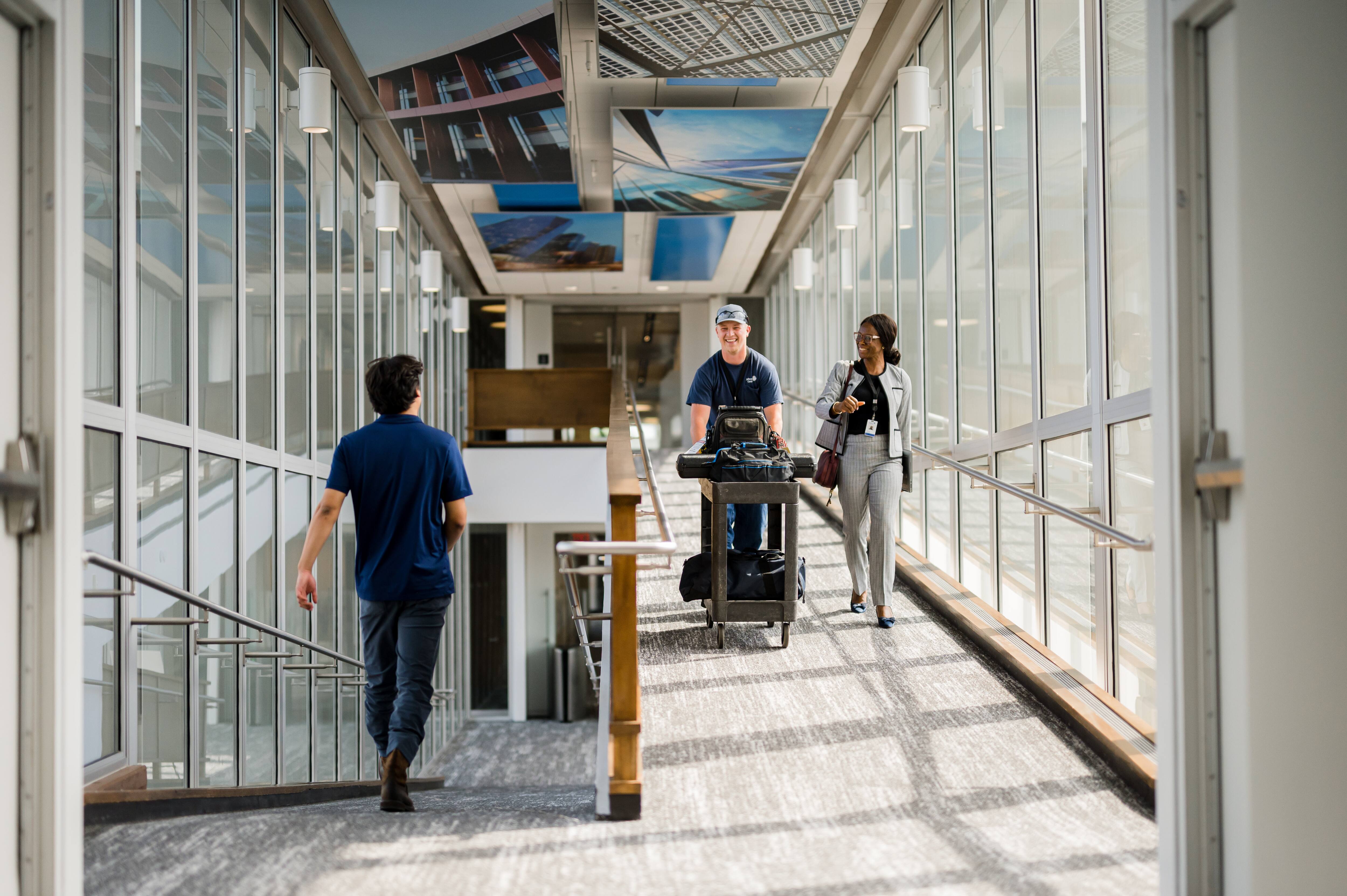 People walking in office