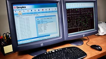 workstation with two computer screens