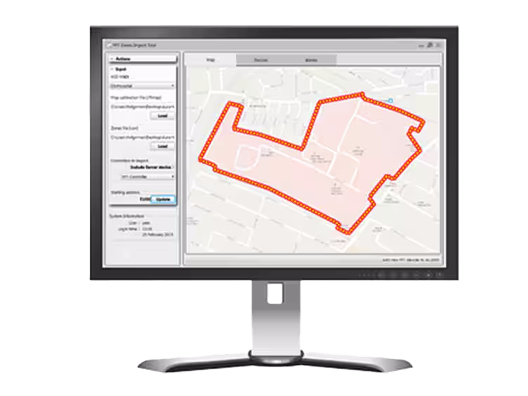 Graphical interface of a security management system on the monitor